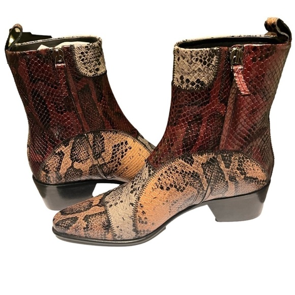 𝅺New! Pierre Hardy Reno Snake-Print Patchwork Zip Booties, Size 7 - Picture 4 of 13